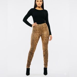 Joseph Ribkoff Discontinued Gold Snake Animal Print Leggings size 8 or Medium